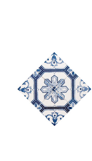 Blue tile mosaic in La Española flavoured olive oil variety page